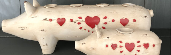 La Vida Schweine mit Herz - Kerzenhalter
