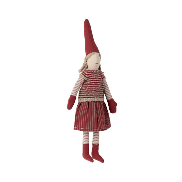 Mini Wichtel Mädchen mit rotem Ringel-Pulli von Maileg HW 22