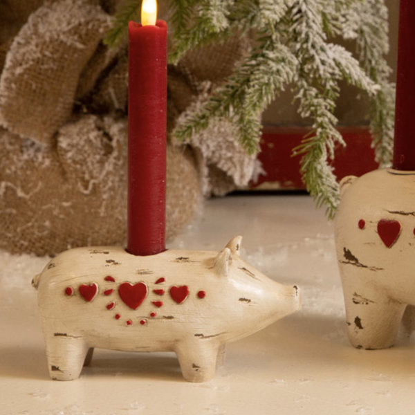 Kerzenhalter Holz Schwein Wilma  für 1 Kerze von La Vida