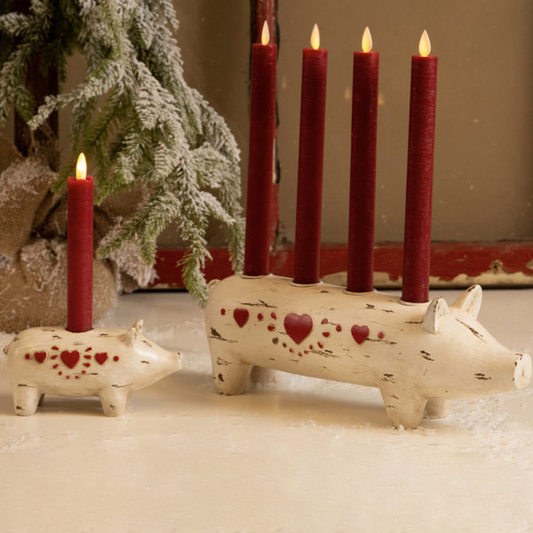 Kerzenhalter Kerzen Schwein Wilma Weiß  für 1 Kerze von La Vida