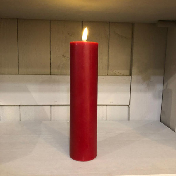 Stumpenkerze rot, Real Flame, LED, Ø 5 cm, H 20 cm von Deluxe Homeart