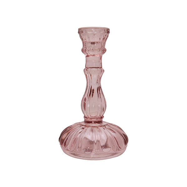 Glas Kerzenhalter Pale Pink, curved, von Greengate