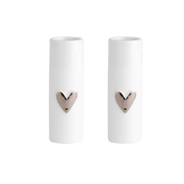 Mini Vasen 2er Set Herz Silber, Weiß, von Räder
