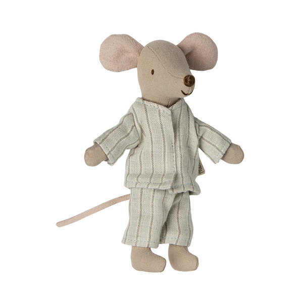 Großer Bruder Maus in Streichholzschachtel Pyjama hellblau-grau gestreift von Maileg FS 24