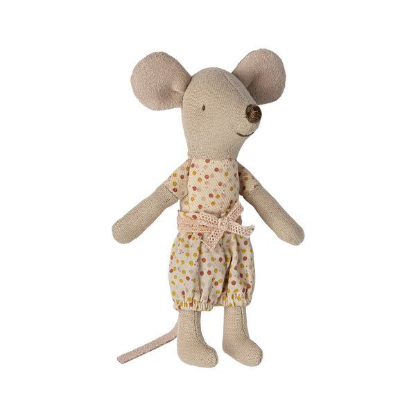 Kleine Schwester Maus in Streichholzschachtel Pyjama mit Schleife von Maileg FS 24