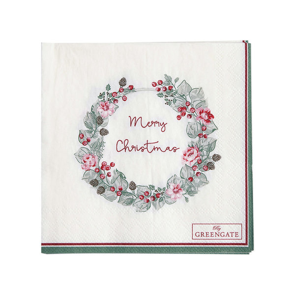 Papierserviette Merry Christmas White, small von Greengate