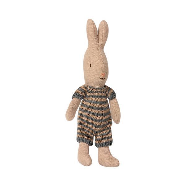 Hasenjunge Micro Rabbit von Maileg, 16 cm, dunkelblau-beige