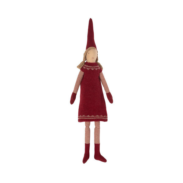 Medium Wichtel Mädchen No. 1 mit rotem Norweger-Kleid von Maileg, 51 cm