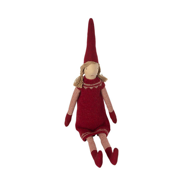 Medium Wichtel Mädchen No. 1 mit rotem Norweger-Kleid von Maileg, 51 cm