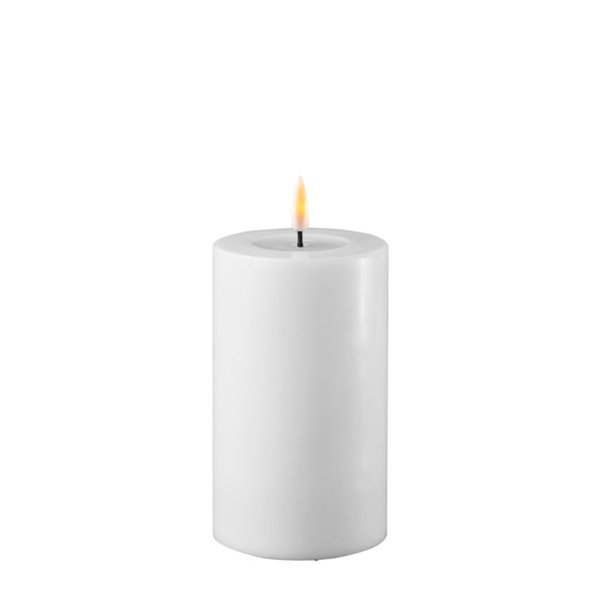 Stumpenkerze weiß, Real Flame, LED, Ø 7,5 cm, H 12,5 cm von Deluxe Homeart