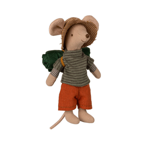 Wanderer Maus Hiker Mouse Großer Bruder mit grau-braunem Ringelpulli von Maileg