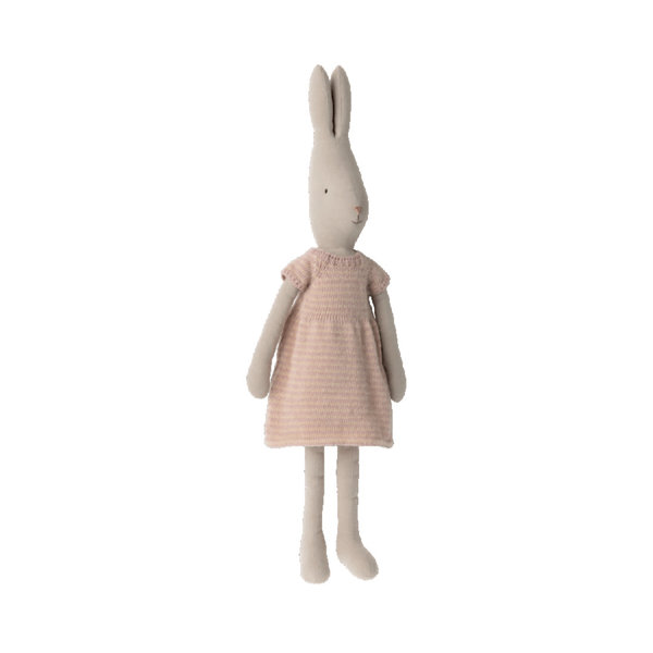 Hasenmädchen - Rabbit, Knitted Dress, geringeltes Strickkleid in Rosa, Size 4, von Maileg, 62 cm