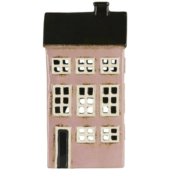Haus für Teelicht Nyhavn, rosa, schwarzes Dach von IB Laursen