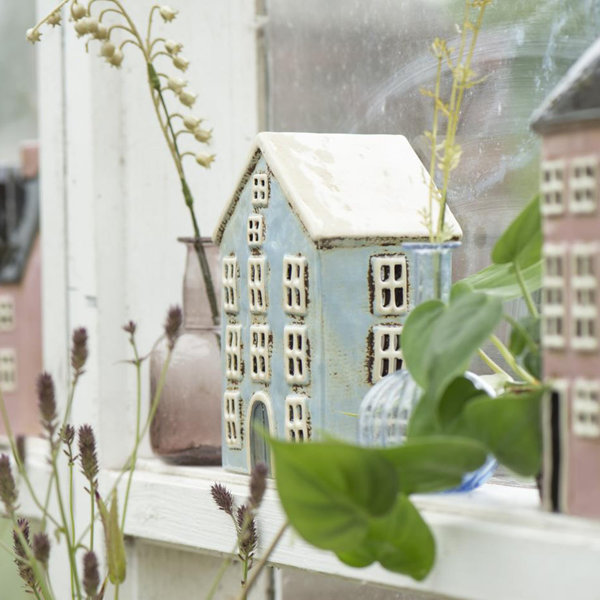 Haus für Teelicht Nyhavn, hellblau, Rundbogentür von IB Laursen