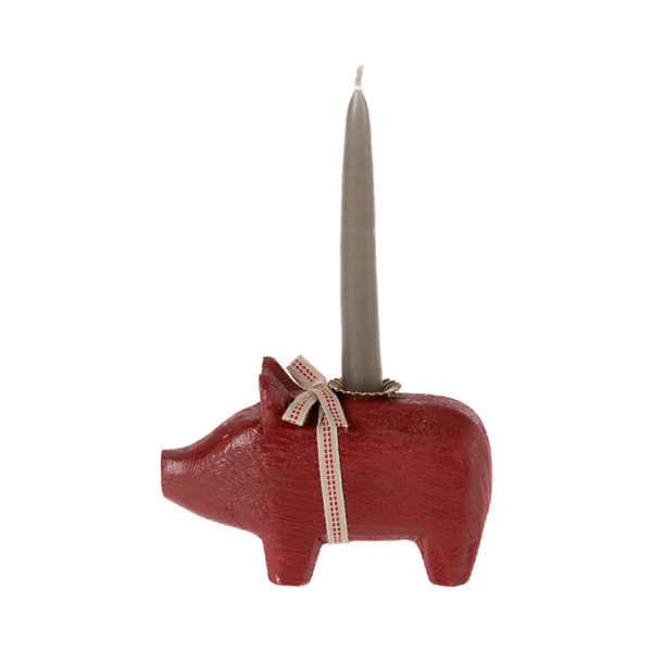 Kerzenhalter Holzschwein klein Rot von Maileg HW 22