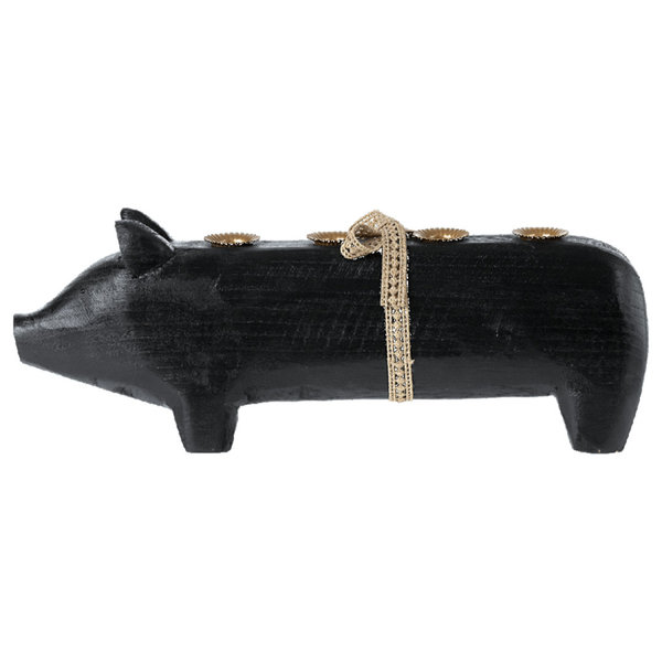 Kerzenhalter Holzschwein schwarz groß von Maileg HW 22