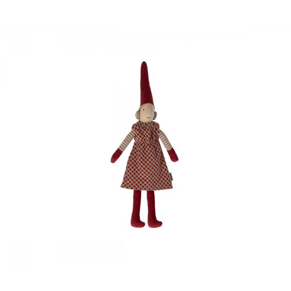 Climbing Wichtel Mädchen Pixy Size 1 mit rot kariertem Kleid von Maileg HW 23