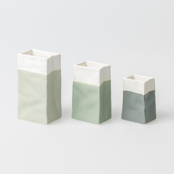 Zuhause Mini Porzellantüte Vasen 3er Set Grüntöne von Räder FS 24
